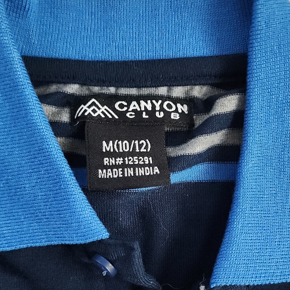 Boys' Striped Polo Shirt in Navy and Blue - Picture 2 of 3